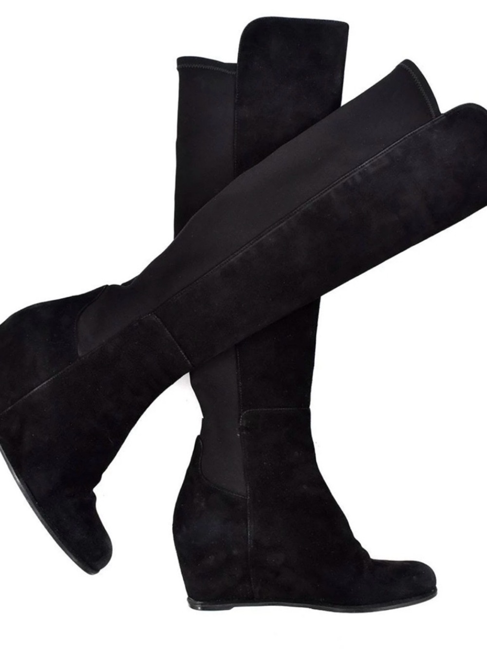 Stuart Weitzman Black Over-the-Knee Wedge Boots
